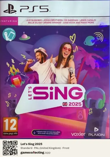 Let's Sing 2025 PlayStation 5, United Kingdom box front