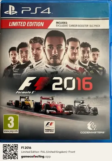 F1 2016 PlayStation 4, United Kingdom box front