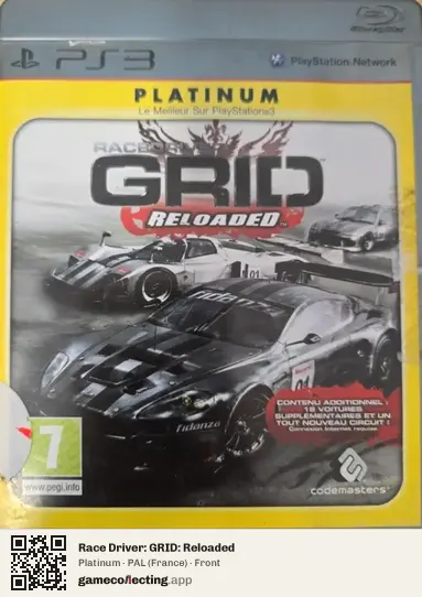 Race Driver: GRID: Reloaded PlayStation 3, France box front