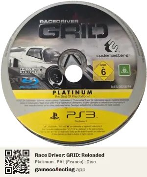Race Driver: GRID: Reloaded PlayStation 3, PAL disc