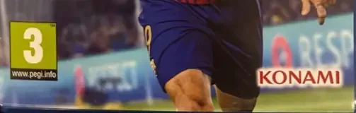 Pro Evolution Soccer 2018, the PEGI square on its front