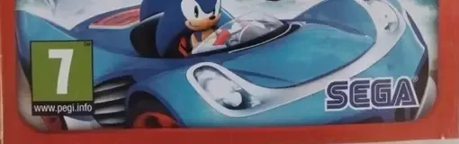 Sonic & All-Stars Racing Transformed, the PEGI square on its front