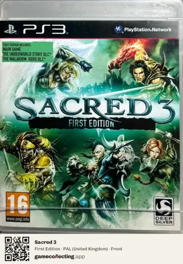 Sacred 3 PlayStation 3, United Kingdom box front