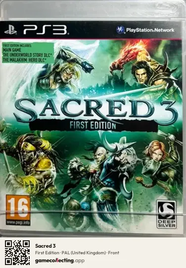 Sacred 3 PlayStation 3, United Kingdom box front