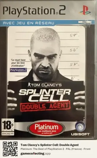 Tom Clancy's Splinter Cell: Double Agent PlayStation 2, France box front