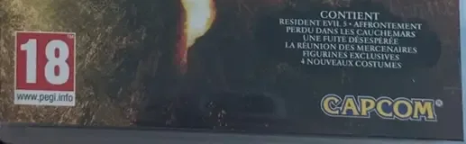 Resident Evil 5, the PEGI square on its front
