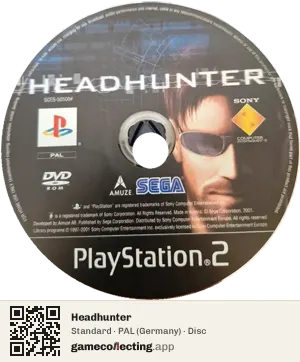 Headhunter PlayStation 2, PAL disc