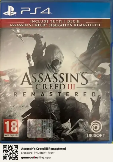 Assassin's Creed III Remastered PlayStation 4, Italy box front