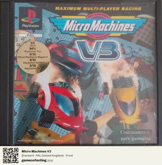 Micro Machines V3 PlayStation, United Kingdom box front