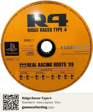 Ridge Racer Type 4 PlayStation, Asia disc