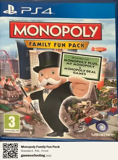 Monopoly Family Fun Pack PlayStation 4, PAL box front
