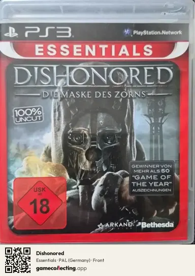 Dishonored PlayStation 3, Germany box front