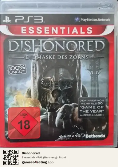 Dishonored PlayStation 3, Germany box front