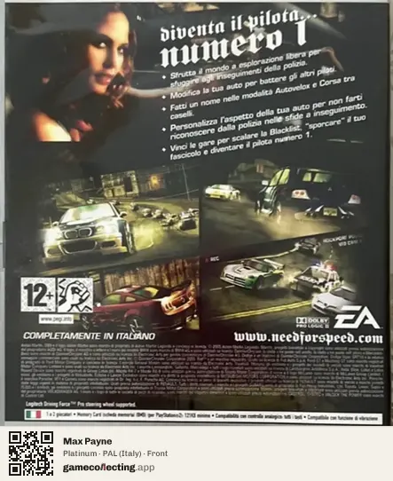 Max Payne PlayStation 2, Italy box front