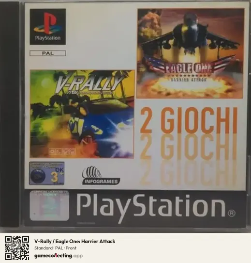 V-Rally / Eagle One: Harrier Attack PlayStation, PAL box front