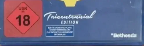 Fallout 76, the USK square on its front