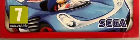 Sonic & All-Stars Racing Transformed, the PEGI square on its front