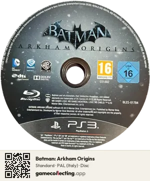 Batman: Arkham Origins PlayStation 3, PAL disc