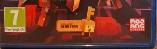 Minecraft Dungeons, the PEGI square on its front