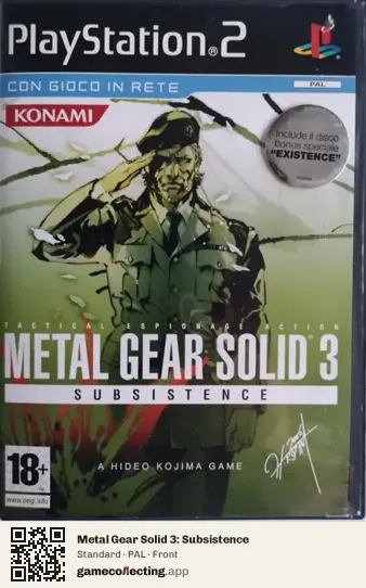 Metal Gear Solid 3: Subsistence PlayStation 2, PAL box front