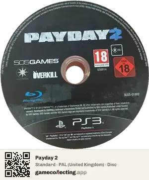 Payday 2 PlayStation 3, PAL disc