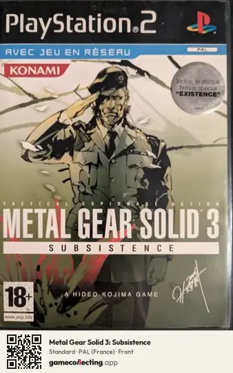 Metal Gear Solid 3: Subsistence PlayStation 2, France box front