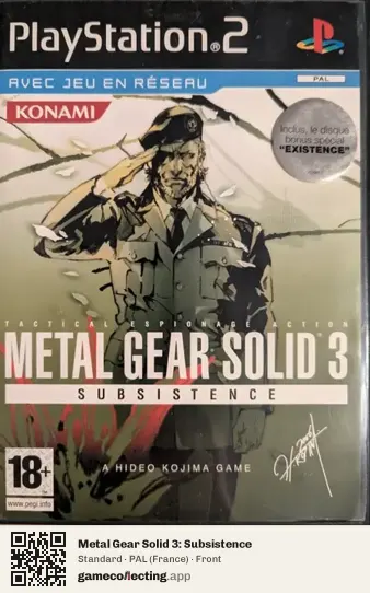Metal Gear Solid 3: Subsistence PlayStation 2, France box front