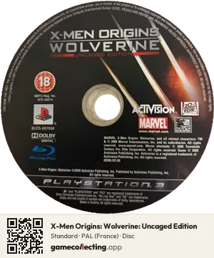 X-Men Origins: Wolverine: Uncaged Edition PlayStation 3, PAL disc