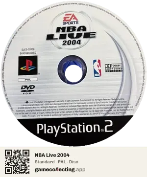 NBA Live 2004 PlayStation 2, PAL disc