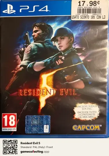 Resident Evil 5 PlayStation 4, Italy box front