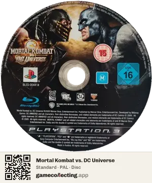 Mortal Kombat vs. DC Universe PlayStation 3, PAL disc