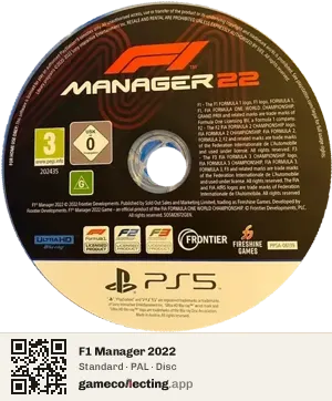 F1 Manager 2022 PlayStation 5, PAL disc