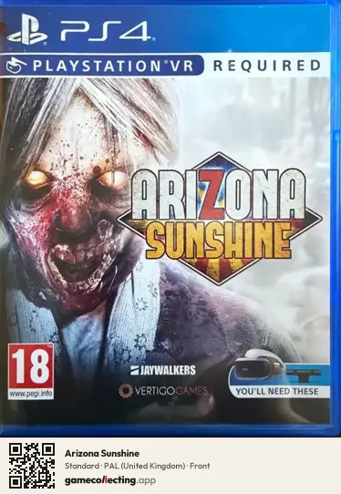 Arizona Sunshine PlayStation 4, United Kingdom box front