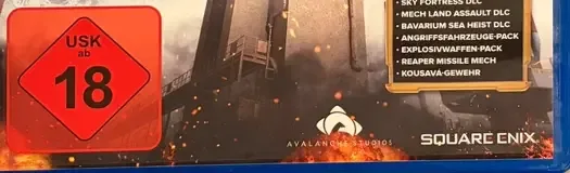 Just Cause 3, the USK square on its front