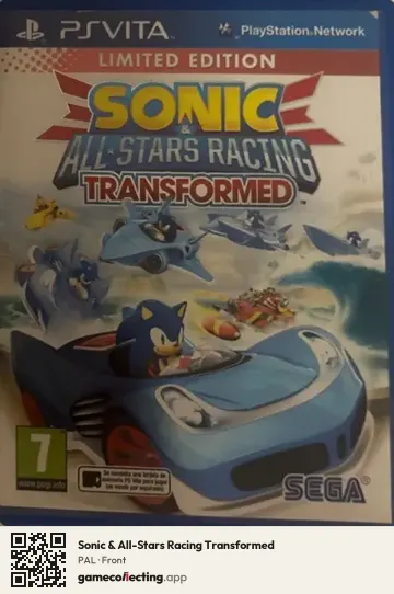 Sonic & All-Stars Racing Transformed PlayStation Vita, PAL box front