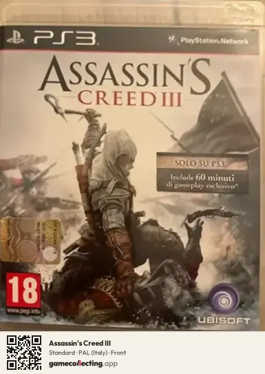 Assassin's Creed III PlayStation 3, Italy box front