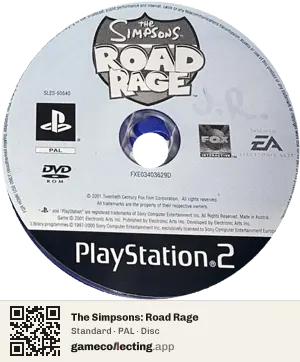 The Simpsons: Road Rage PlayStation 2, PAL disc