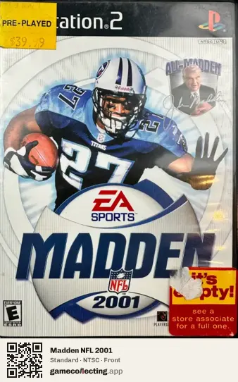 Madden NFL 2001 PlayStation 2, NTSC box front
