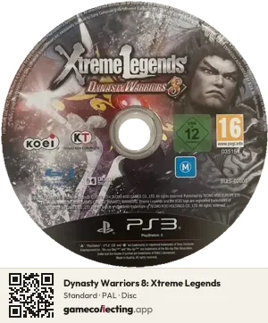 Dynasty Warriors 8: Xtreme Legends PlayStation 3, PAL disc