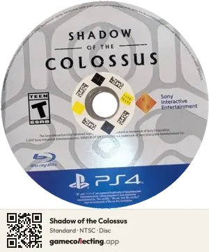 Shadow of the Colossus PlayStation 4, NTSC disc