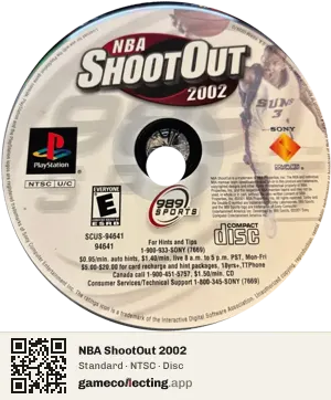 NBA ShootOut 2002 PlayStation, NTSC disc