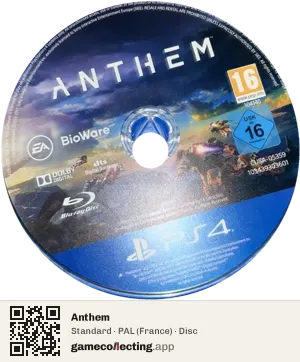 Anthem PlayStation 4, PAL disc