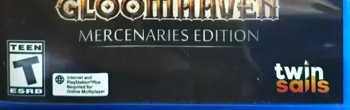 Gloomhaven: Mercenaries Edition, the ESRB box on its front