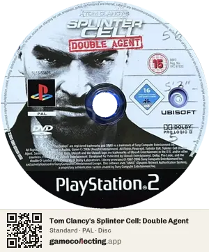 Tom Clancy's Splinter Cell: Double Agent PlayStation 2, PAL disc
