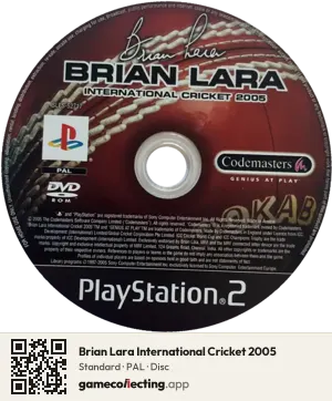 Brian Lara International Cricket 2005 PlayStation 2, PAL disc