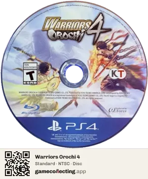 Warriors Orochi 4 PlayStation 4, NTSC disc