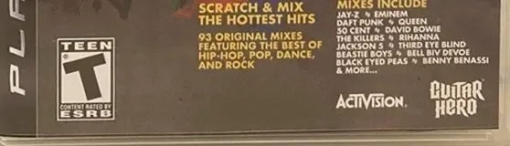 DJ Hero, the ESRB box on its front