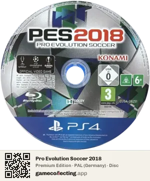 Pro Evolution Soccer 2018 PlayStation 4, PAL disc