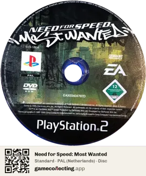 Need for Speed: Most Wanted PlayStation 2, PAL disc