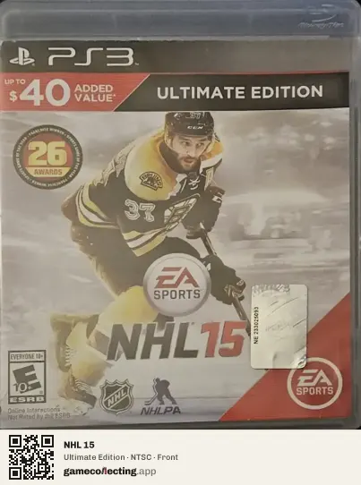 NHL 15 PlayStation 3, NTSC box front